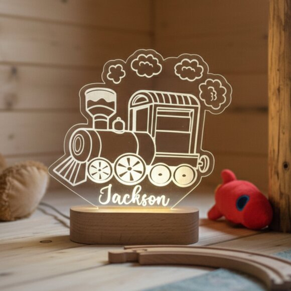 Train Custom Name Light • Personalized LED Cloud Decor • Baby Gift - Picture 8 of 8